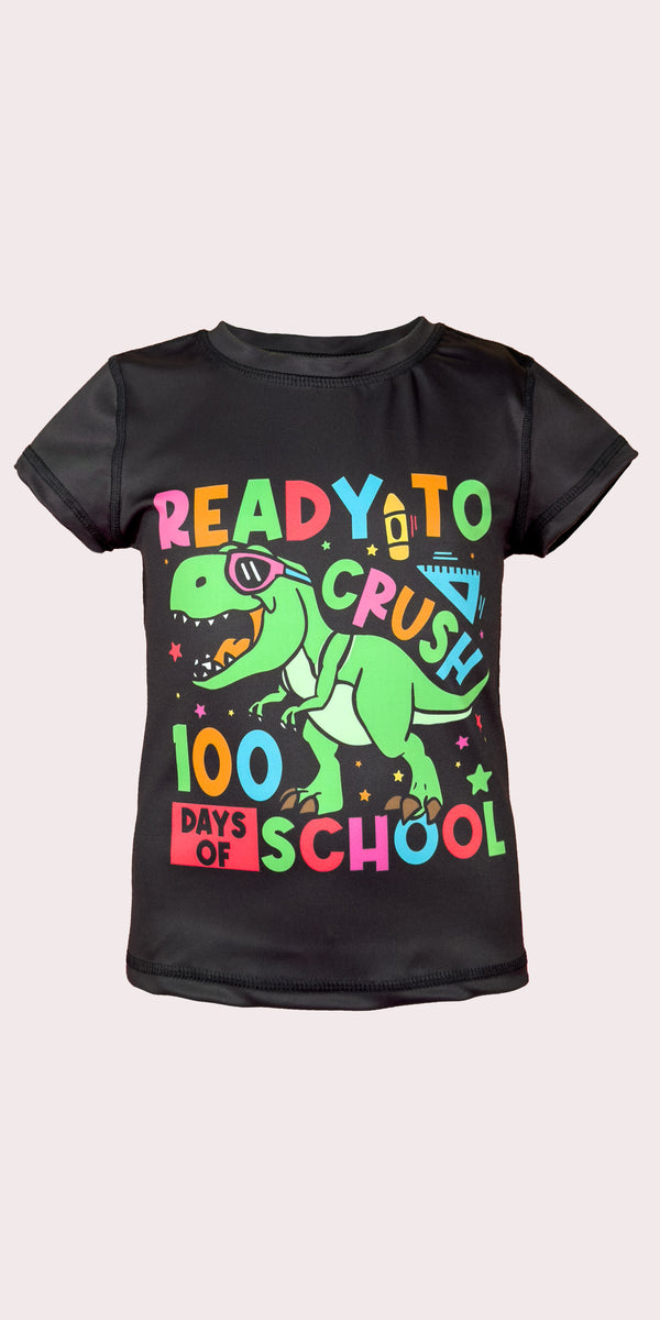 100 Days of School - Dino - Kids Short Sleeve Top (Boys)