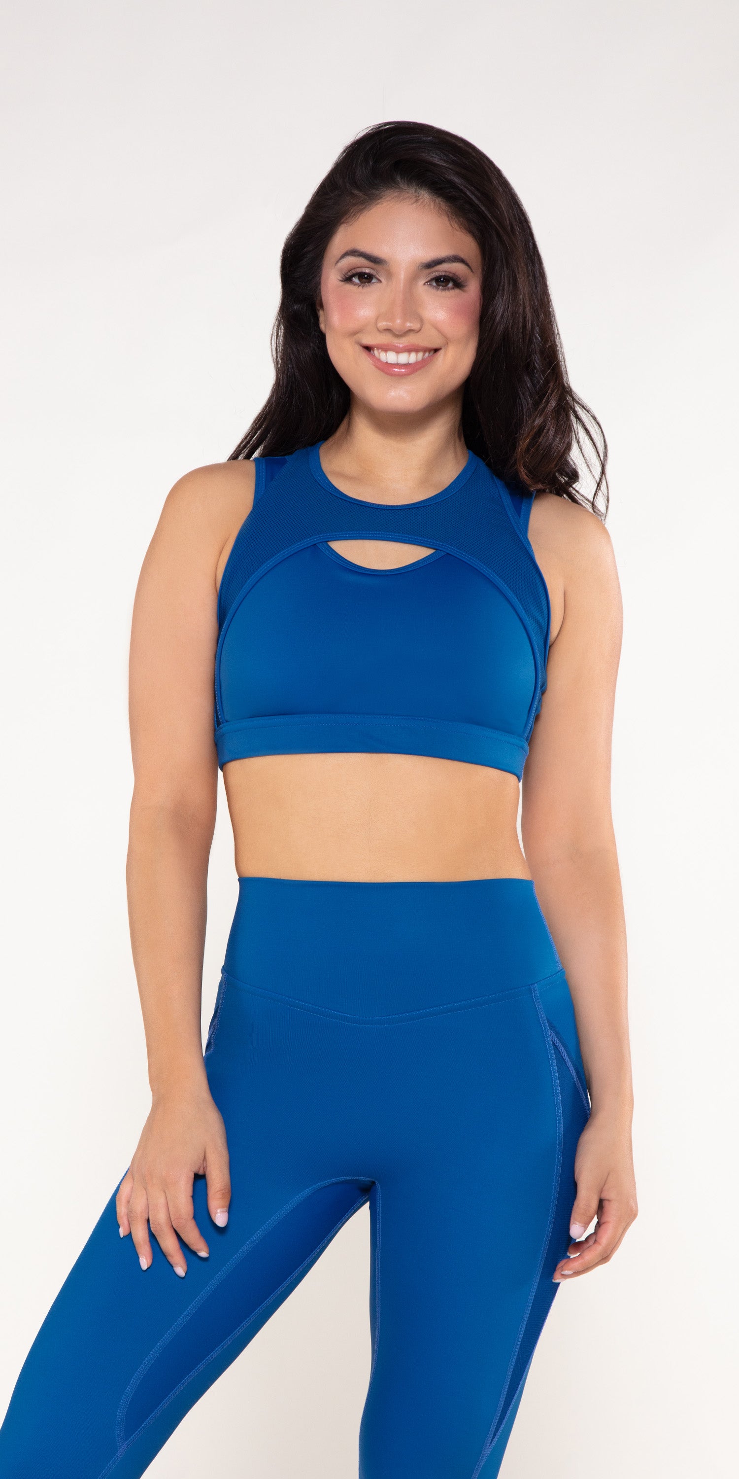 Blue Plaid Sports Bra