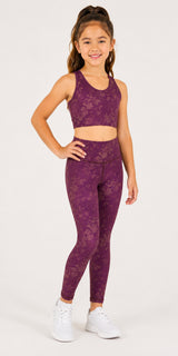 Burgundy Bloom - Kids Legging