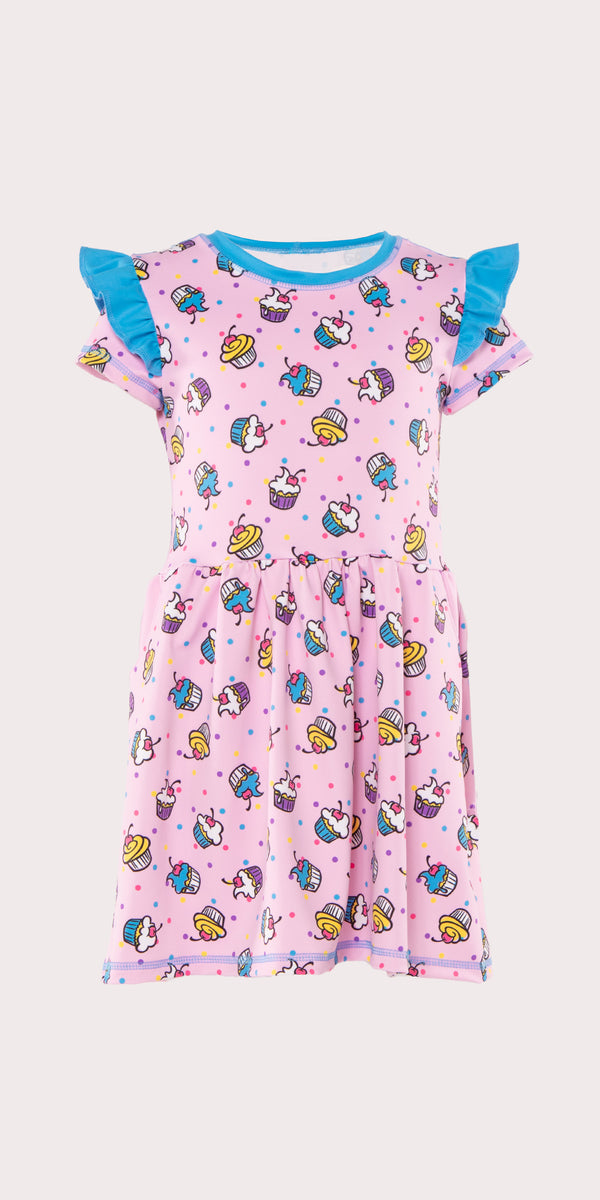 Cupcake Delight - Kids Ruffle Short Sleeve Dress