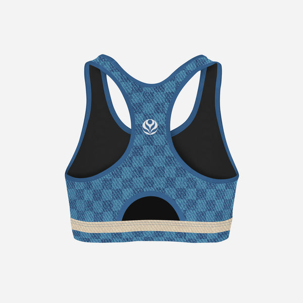Faux Denim Checkers - Classic Sports Bra