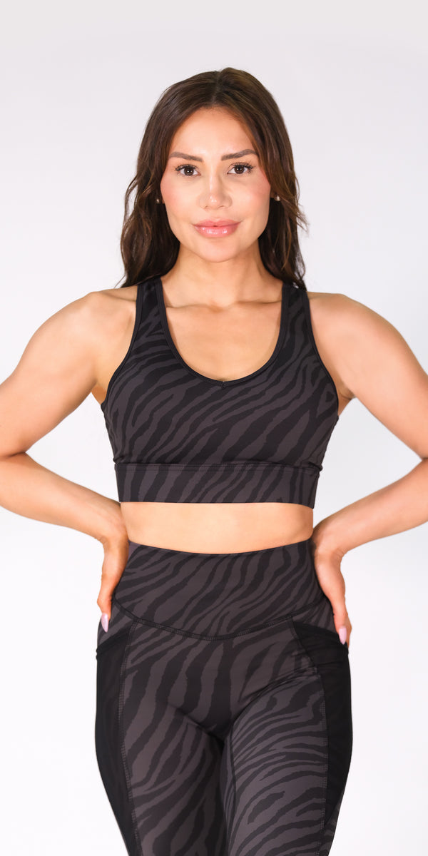 Night Zebra - Free Form Sports Bra