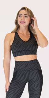 Night Zebra - Free Form Sports Bra