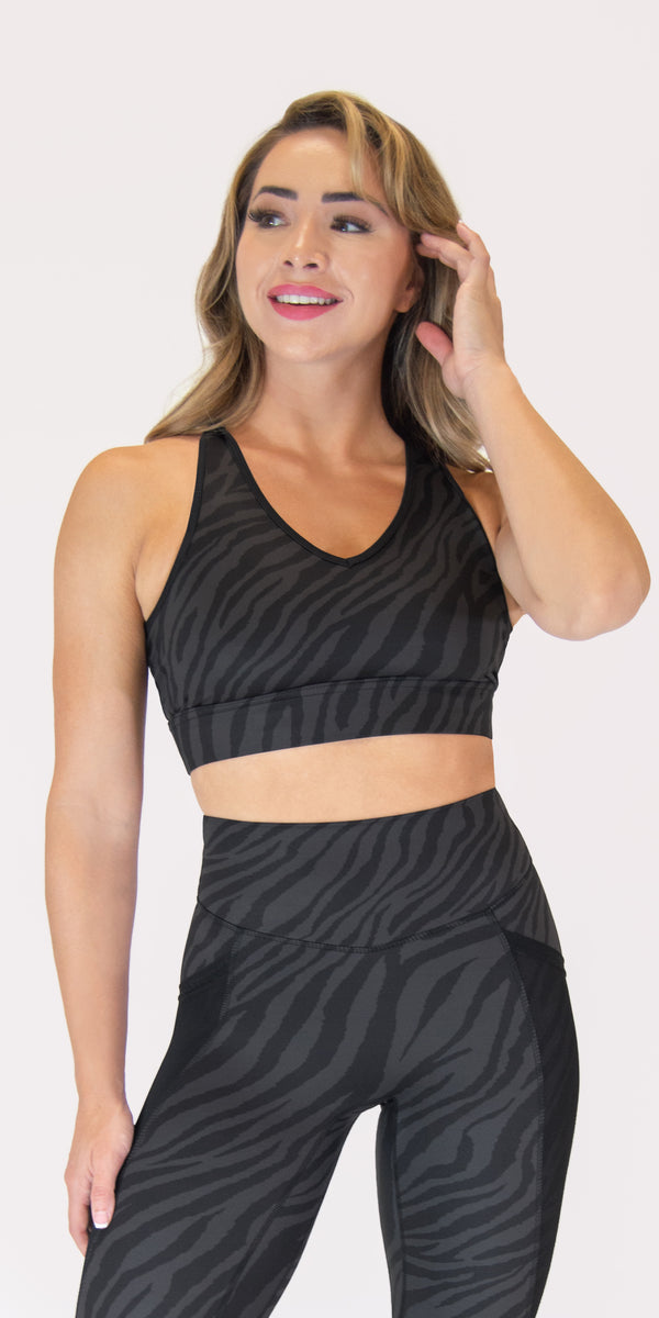 Night Zebra - Free Form Sports Bra