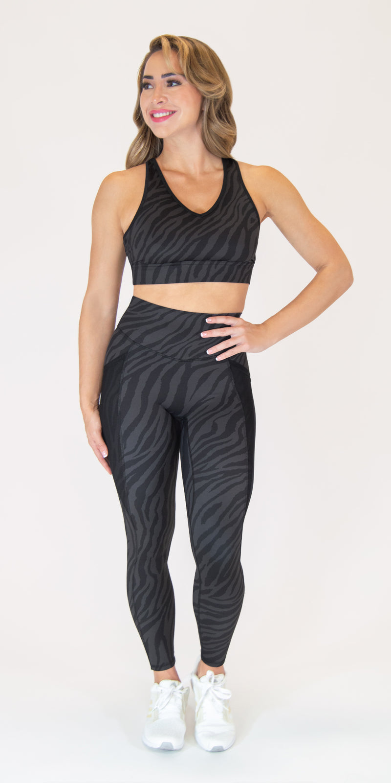 Night Zebra - Free Form Sports Bra