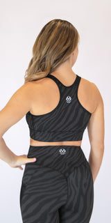 Night Zebra - High-Neck Racerback Sports Bra