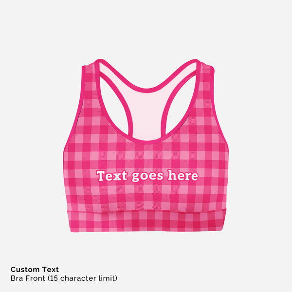 Sweet Pink Plaid - Classic Sports Bra (Custom Text)