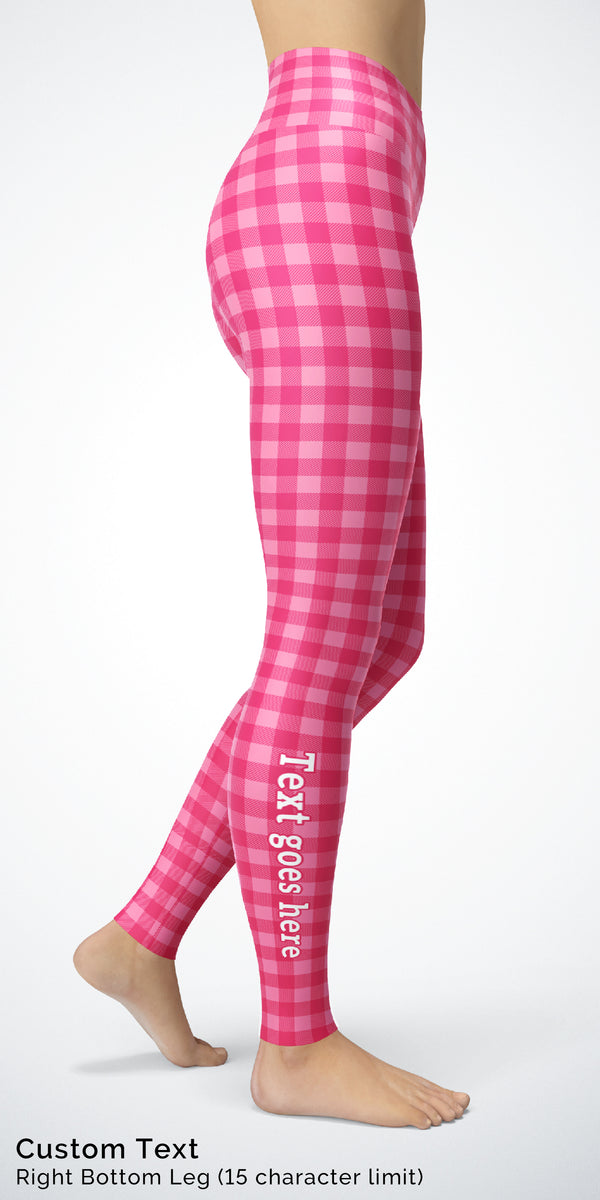 Sweet Pink Plaid - Classic Legging (Custom Text)