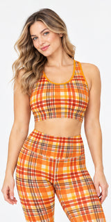 Pumpkin Plaid - Classic Sports Bra