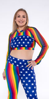 Rainbow Striped - Maxxi Crop Long-Sleeve Top