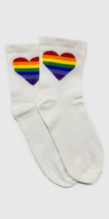 Heart Stripes - Unisex Half Crew Socks