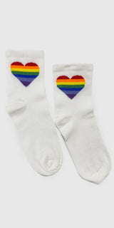 Heart Stripes - Unisex Half Crew Socks