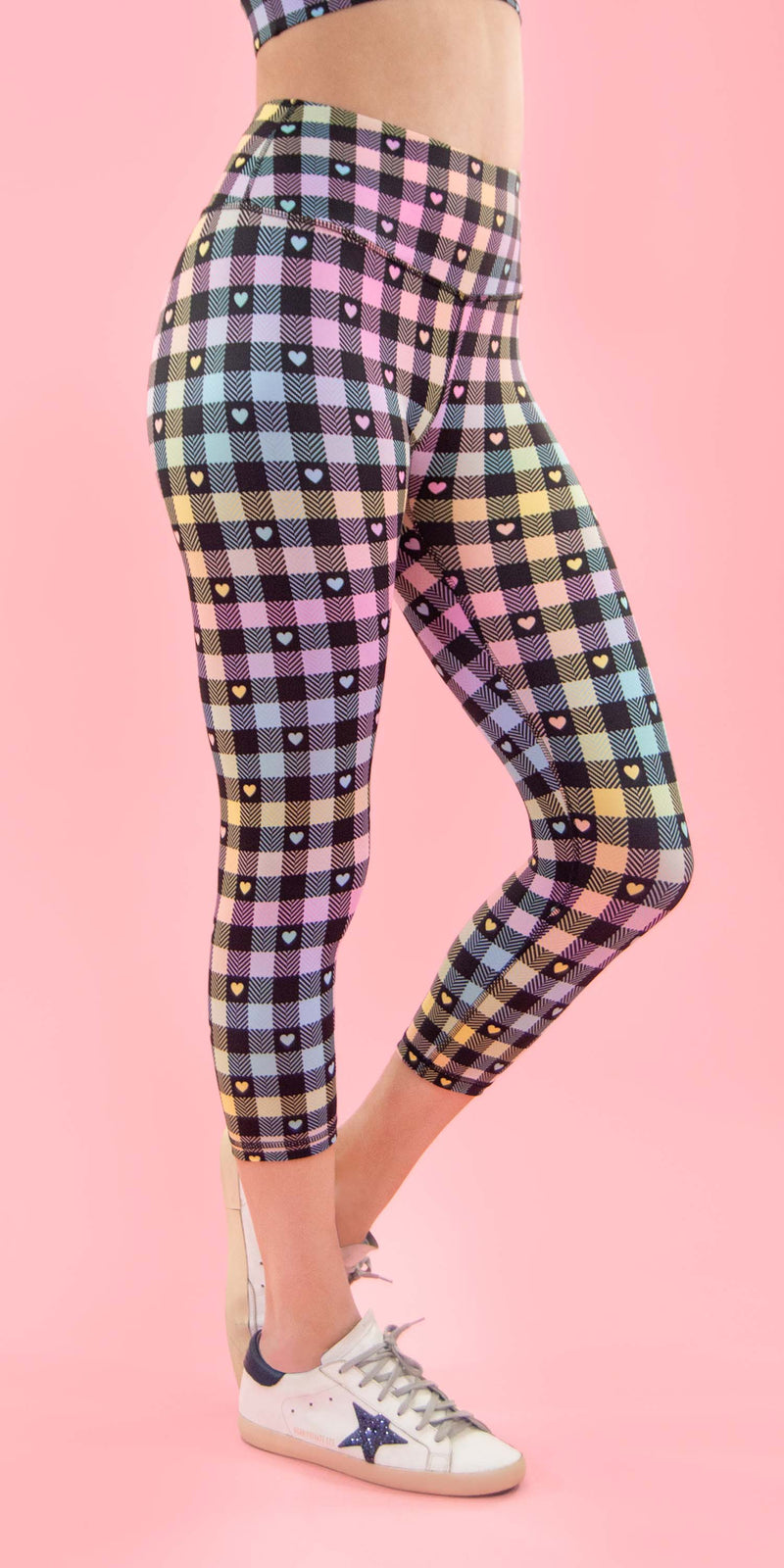 Rainbow Hearts Plaid - Legging