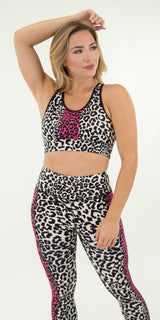 Leopard Pink Stripe - Sports Bra