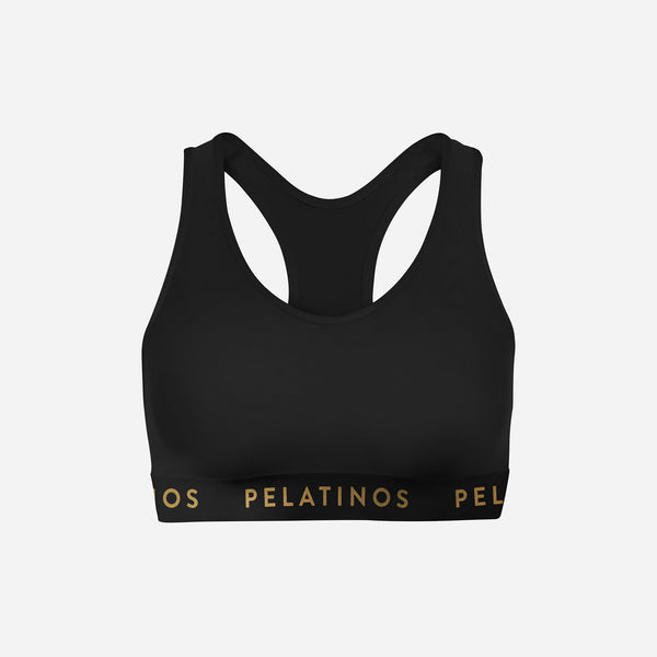 PeLatinos Gold Logo Black - Sports Bra