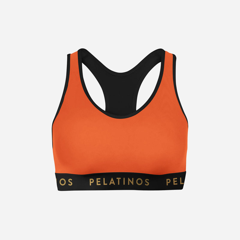 PeLatinos Gold Logo Fiesta - Sports Bra